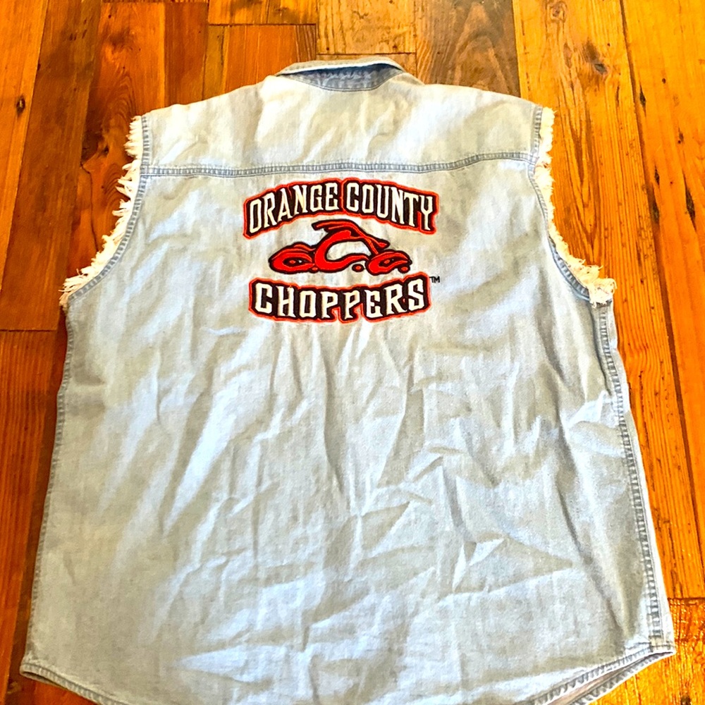 Men's Denim Vest with Motorcycle